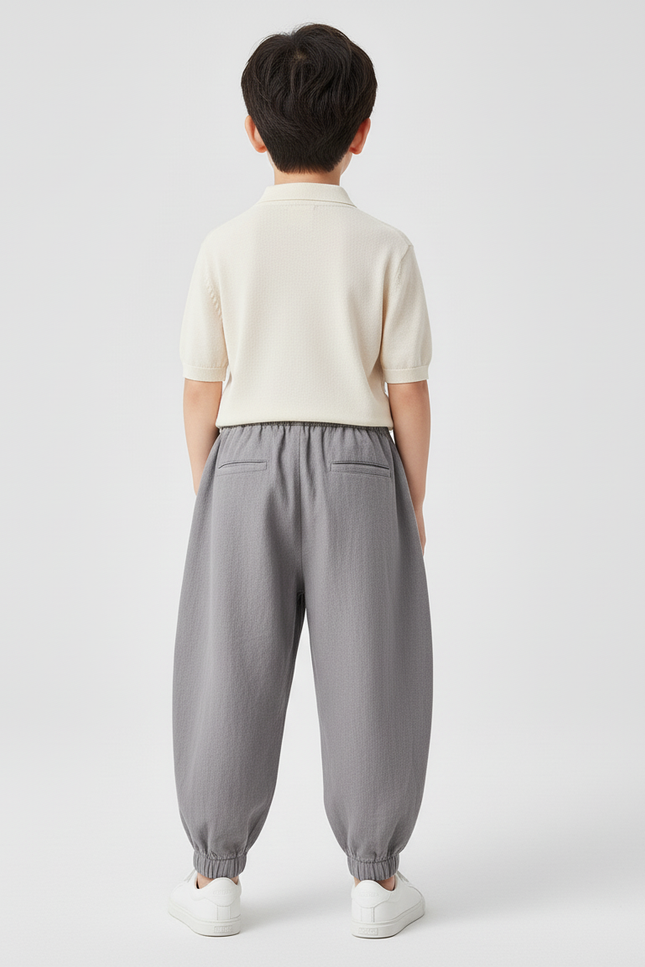 Pantalon Baggy Garçon Gris Jogging Toile - Lin - vue 2