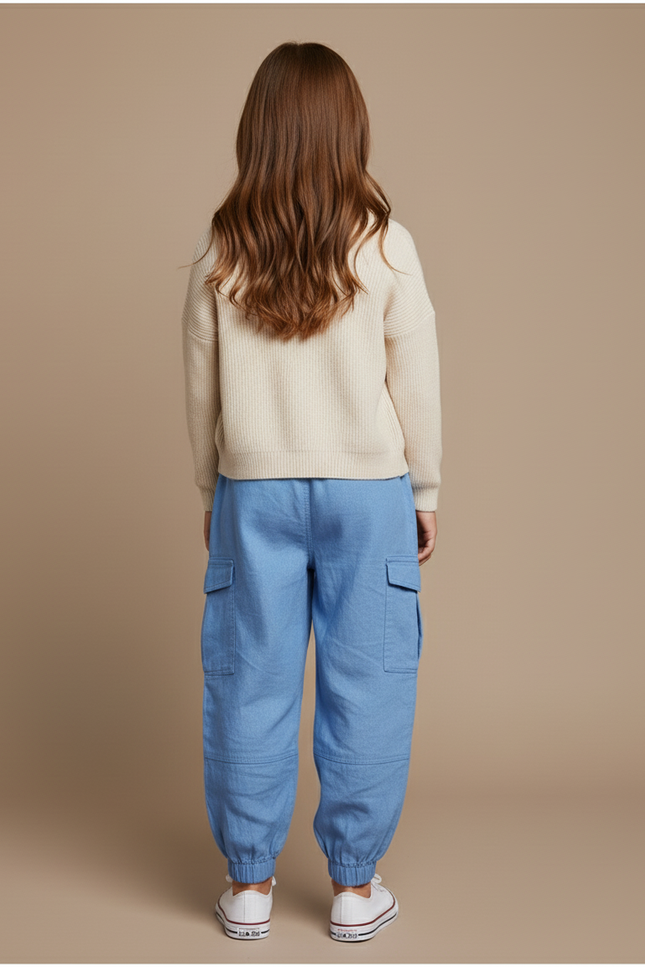 Pantalon Baggy Bleu Jean Ample Cargo Enfant - vue 2