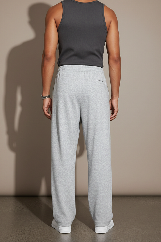 Pantalon Baggy Gris Ample Molleton Décontracté Cordon Homme - vue 2