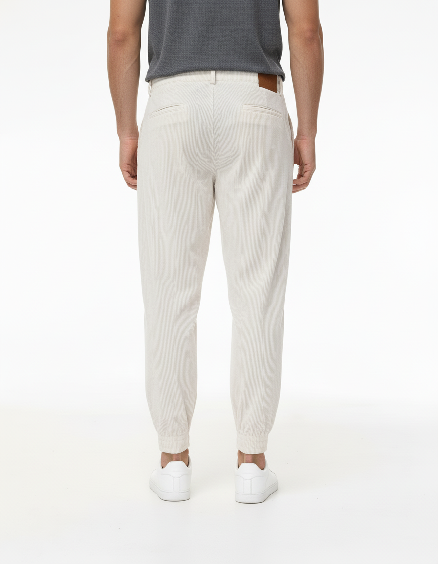 Pantalon Baggy Côtelé Beige Ample Confortable Homme - Cordé - vue 2