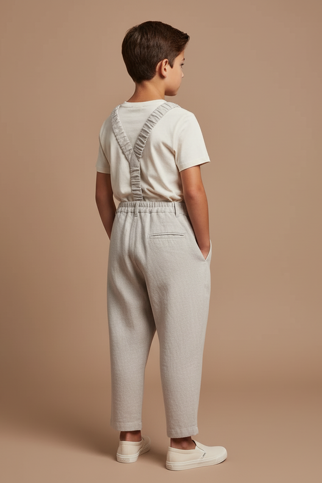 Pantalon Baggy Lin Gris Ample Bretelles Enfant - vue 2