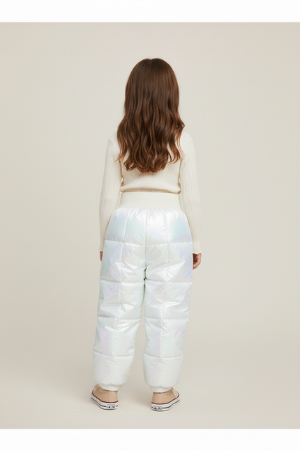 Pantalon Baggy Blanc Iridescent Matelassé Hiver Enfant - Polyester - vue 2