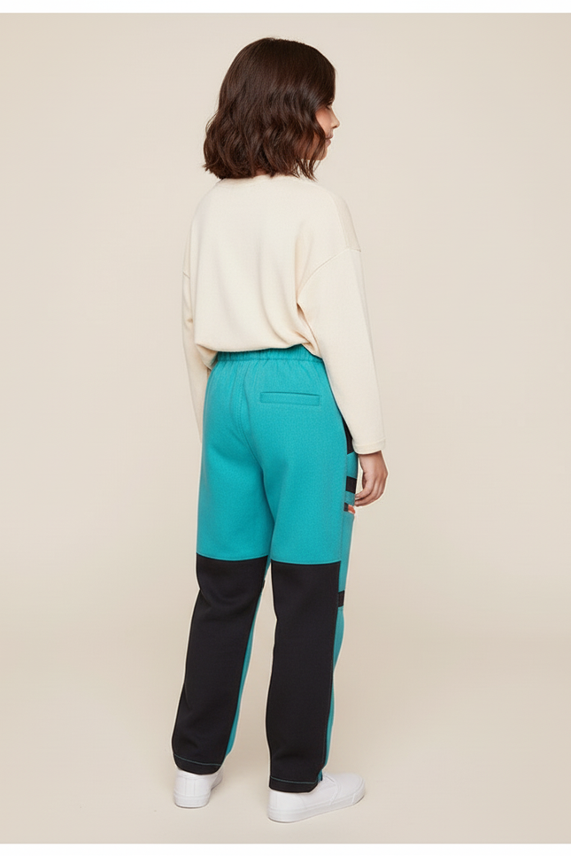 Pantalon Baggy Turquoise Cargo Zippé Enfant - Bleu Molleton - vue 2