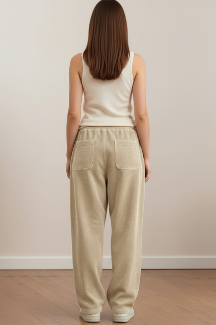 Pantalon Baggy Corduroy Beige Ample Décontracté Cordon - Cordé - vue 2