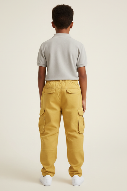 Pantalon Baggy Jaune Cargo Ample Coton Enfant - Toile - vue 2