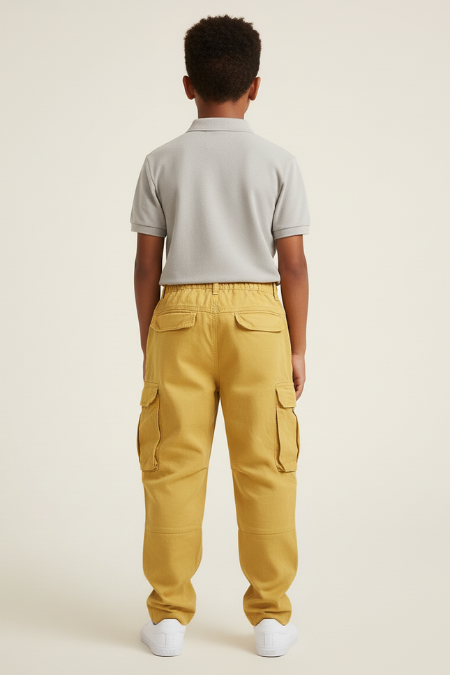 Pantalon Baggy Jaune Cargo Ample Coton Enfant - Toile - vue 2