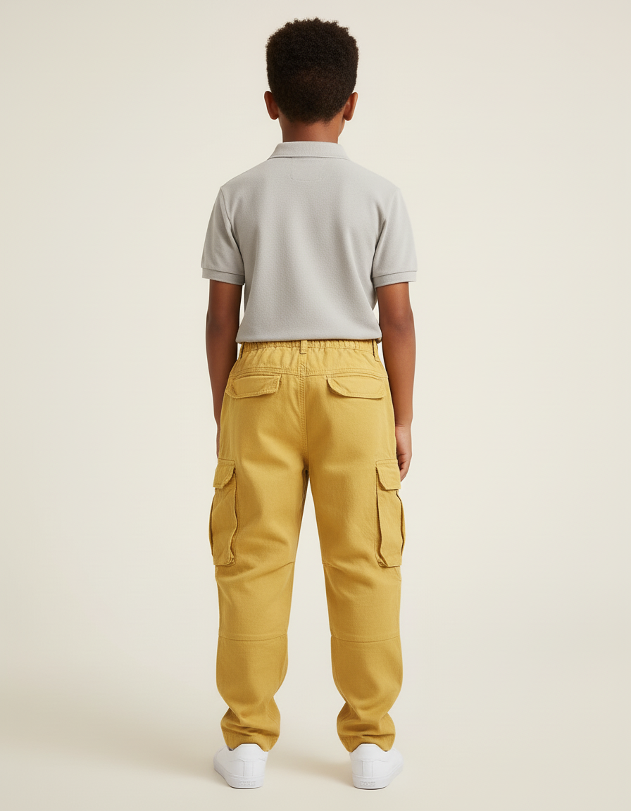 Pantalon Baggy Jaune Cargo Ample Coton Enfant - Toile - vue 2
