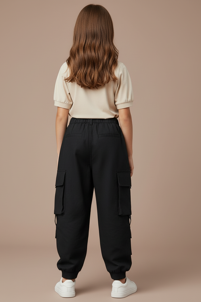 Pantalon Baggy Noir Cargo Décontracté Enfant Étiquettes - Toile - vue 2