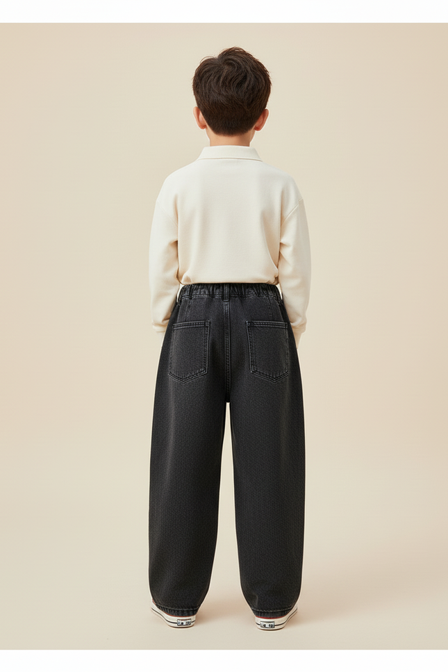 Pantalon Baggy Gris Foncé Ample Coton Décontracté Garçon - Jean - vue 2