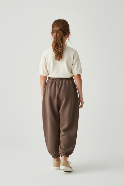 Pantalon Baggy Marron Molleton Maison Confortable Enfant - vue 2