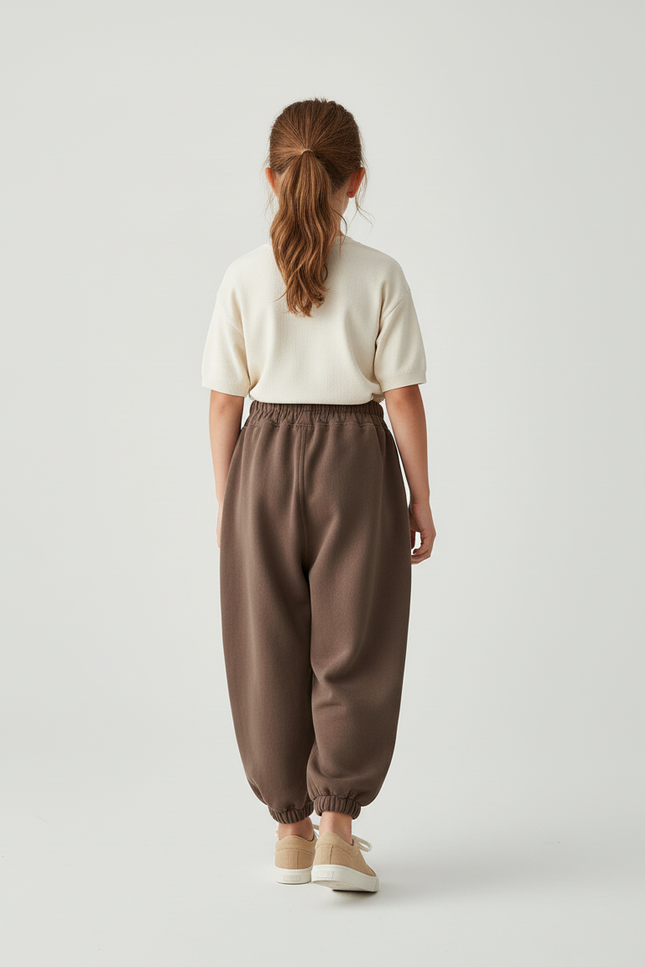 Pantalon Baggy Marron Molleton Maison Confortable Enfant - vue 2