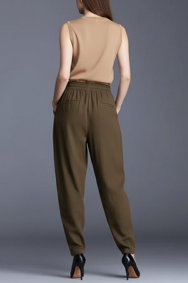 Pantalon Baggy Kaki Lin Ample Décontracté Fluide - vue 2