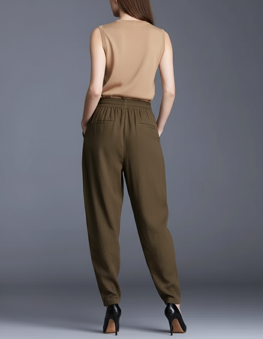 Pantalon Baggy Kaki Lin Ample Décontracté Fluide - vue 2