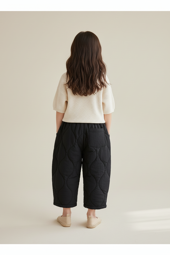Pantalon Baggy Matelassé Noir Ample Hiver Enfant - Molleton - vue 2