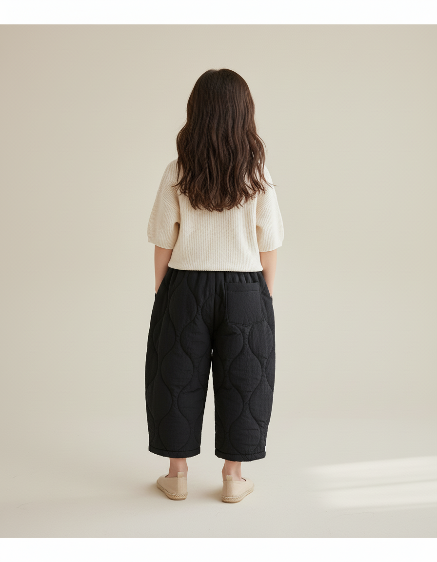 Pantalon Baggy Matelassé Noir Ample Hiver Enfant - Molleton - vue 2