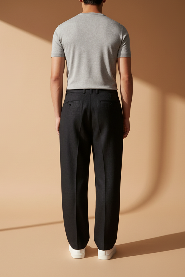 Pantalon Baggy Noir Ample Plissé Confort Homme - Gabardine - vue 2