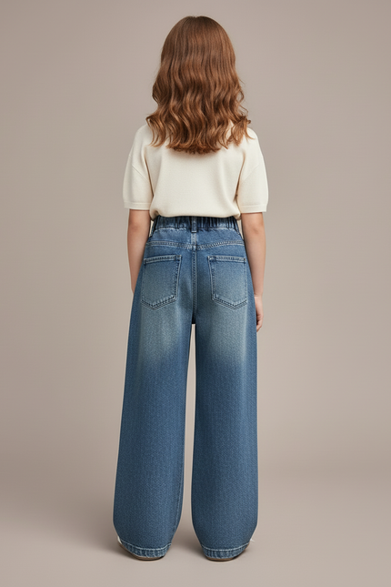 Pantalon Baggy Jean Bleu Large Ample Fille - vue 2