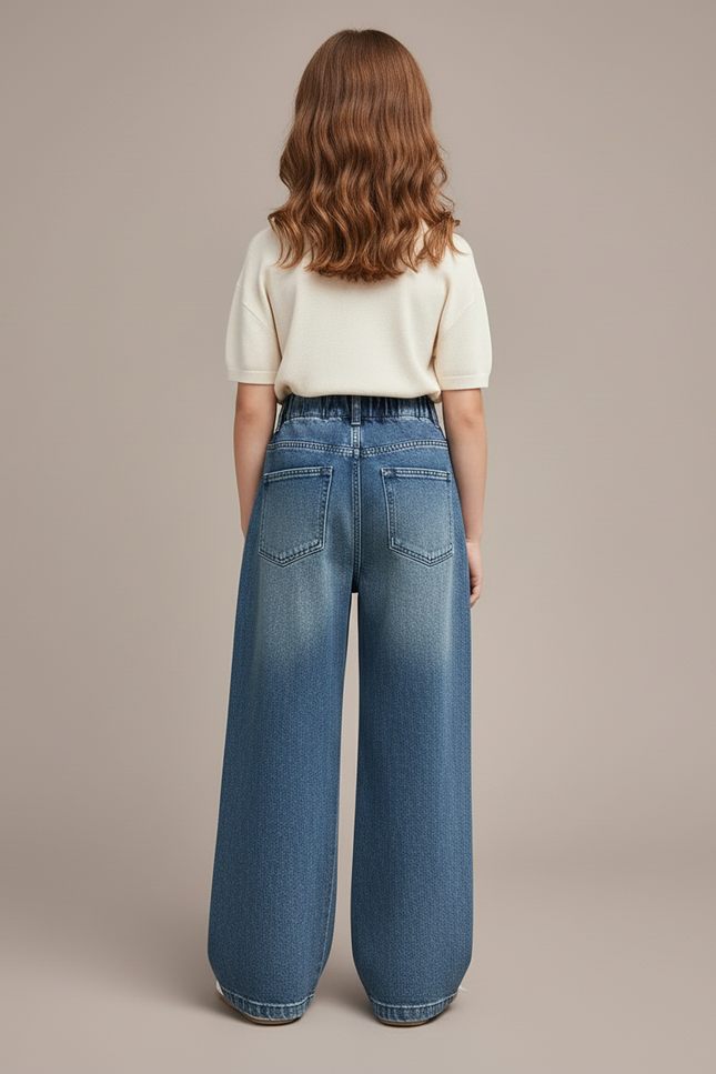 Pantalon Baggy Jean Bleu Large Ample Fille - vue 2