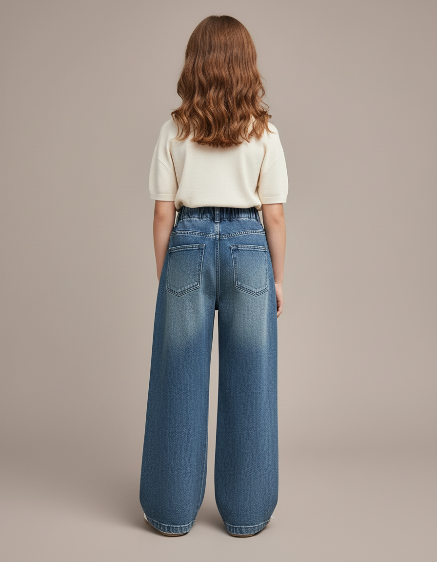 Pantalon Baggy Jean Bleu Large Ample Fille - vue 2