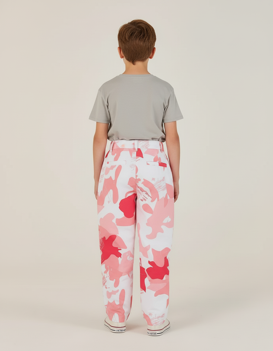Pantalon Baggy Blanc Rose Camouflage Décontracté Enfant - Multicolore Toile - vue 2