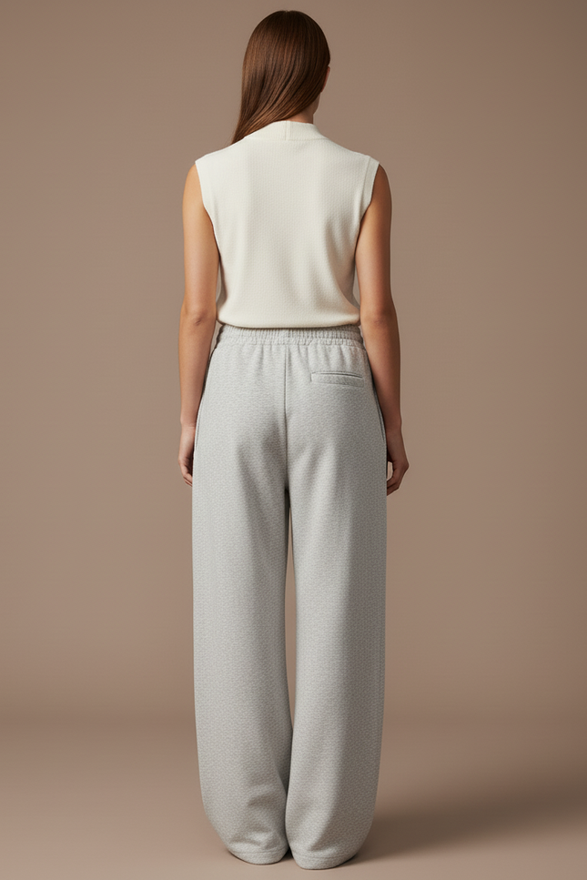 Pantalon Baggy Gris Étoiles Larges Cordon Femme - Molleton - vue 2