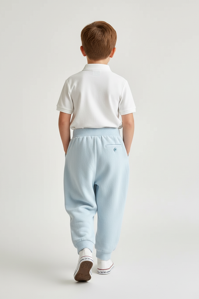 Pantalon Baggy Bleu Clair Plissé Molleton Enfant - vue 2