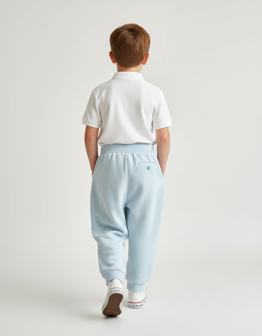 Pantalon Baggy Bleu Clair Plissé Molleton Enfant - vue 2