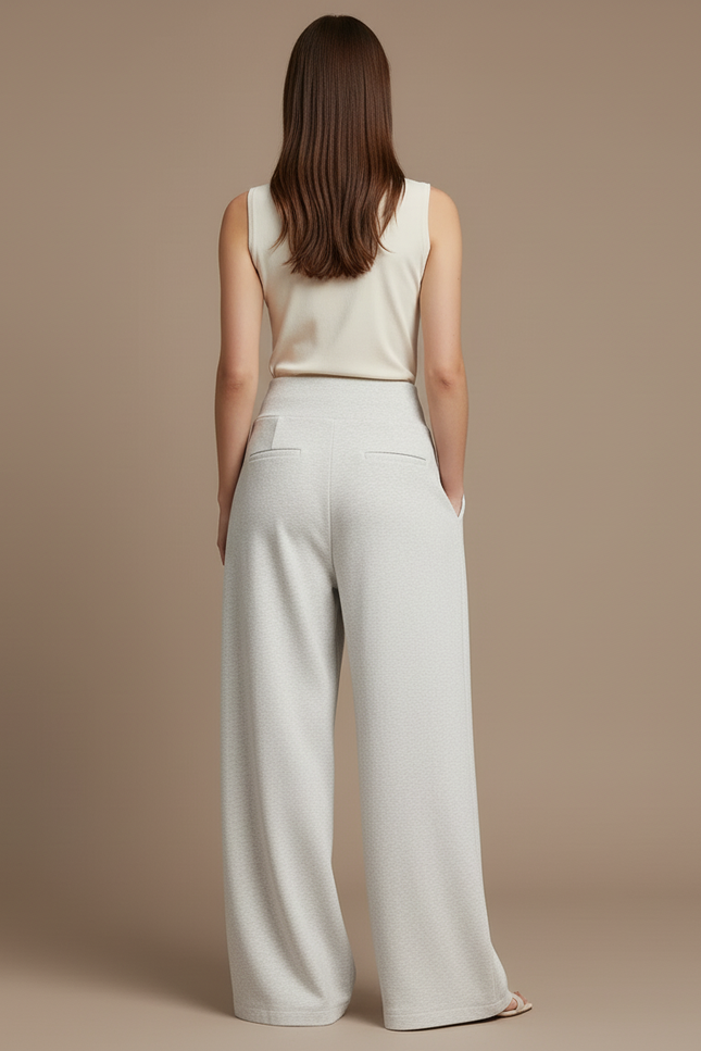 Pantalon Baggy Gris Clair Ample Fluide Plissé Femme - Molleton - vue 2