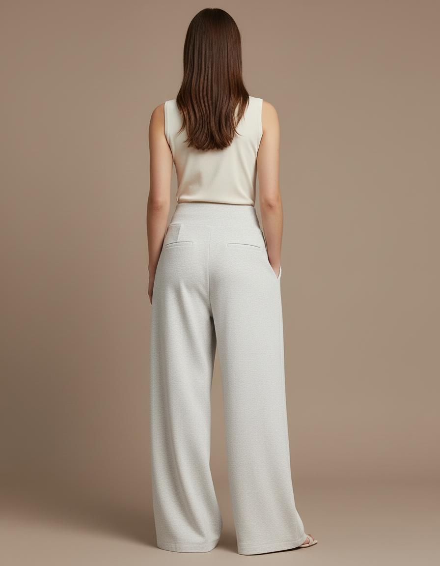 Pantalon Baggy Gris Clair Ample Fluide Plissé Femme - Molleton - vue 2