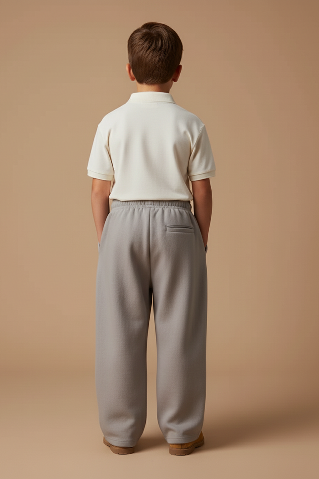 Pantalon Baggy Gris Cordon Molleton Ample Garçon - vue 2