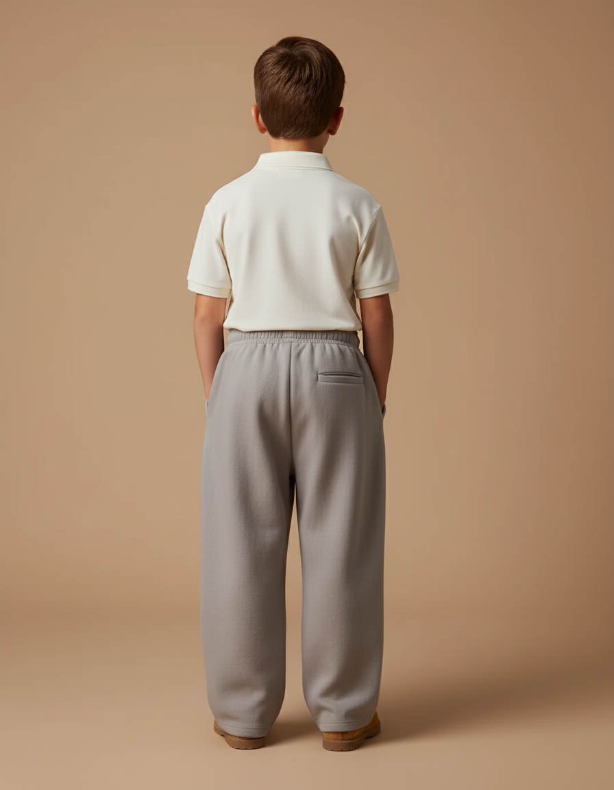 Pantalon Baggy Gris Cordon Molleton Ample Garçon - vue 2
