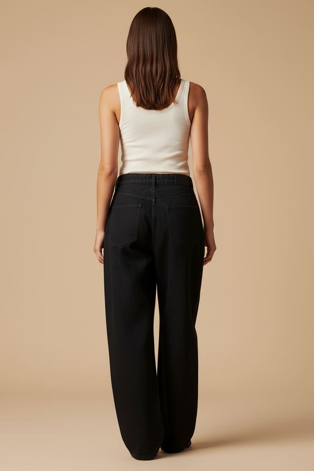 Pantalon Baggy Noir Ample Imprimé Manga Femme - Jean - vue 2