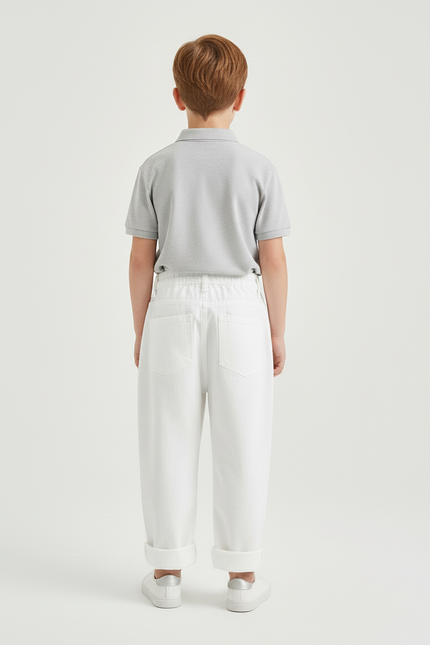 Pantalon Baggy Blanc Jean Ample Décontracté Enfant - vue 2