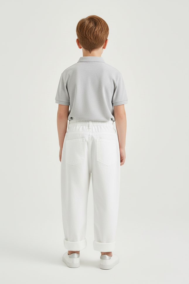 Pantalon Baggy Blanc Jean Ample Décontracté Enfant - vue 2