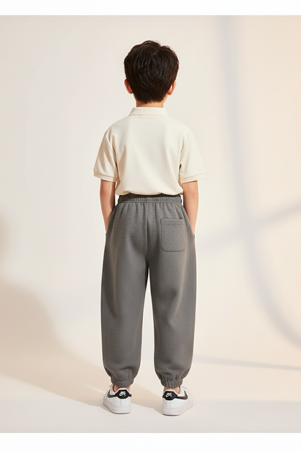 Pantalon Baggy Gris Chiné Ample Décontracté Garçon - Molleton - vue 2