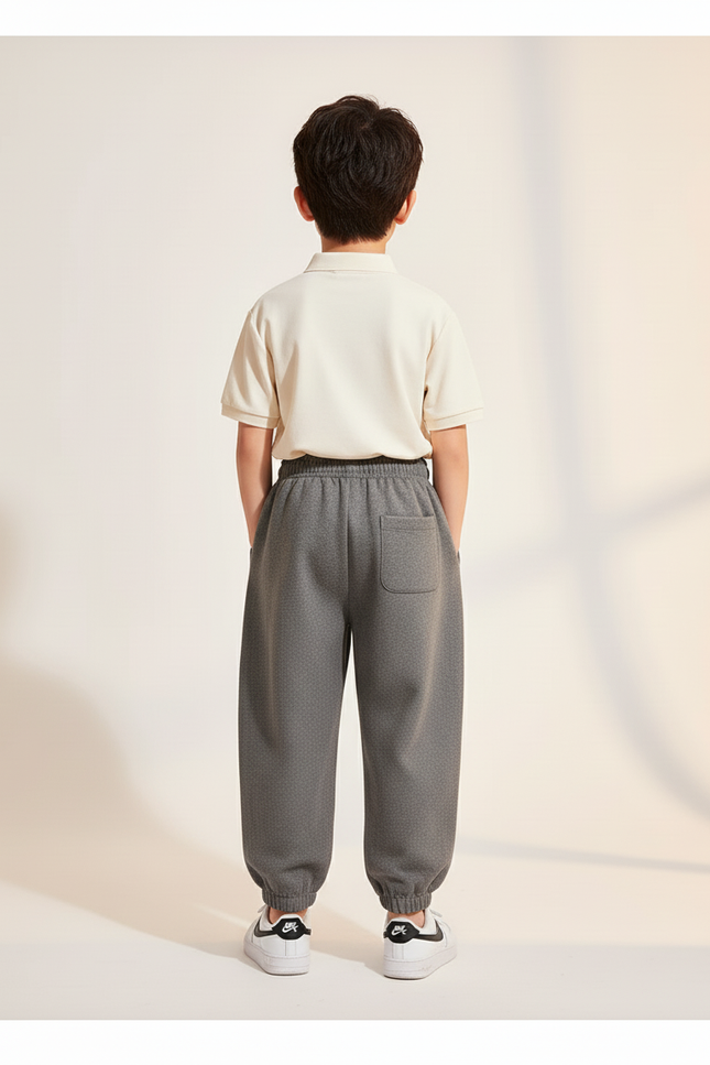 Pantalon Baggy Gris Chiné Ample Décontracté Garçon - Molleton - vue 2