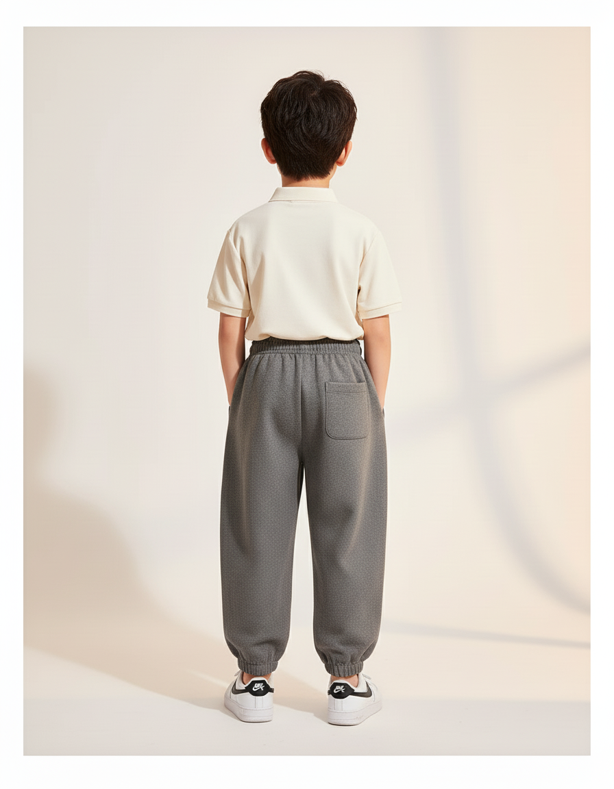Pantalon Baggy Gris Chiné Ample Décontracté Garçon - Molleton - vue 2