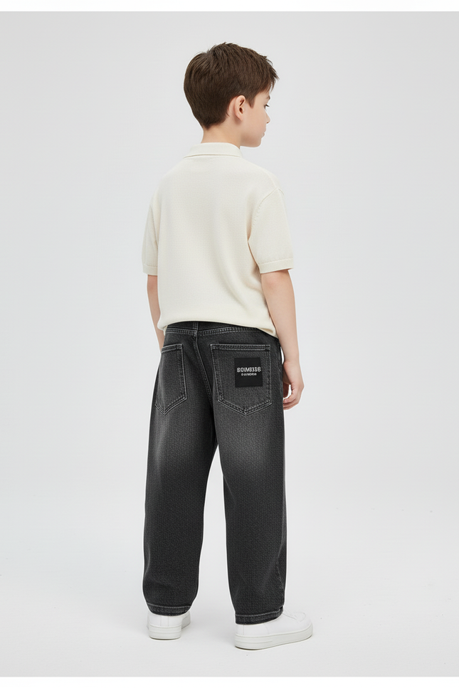 Pantalon Baggy Gris Délavé Ample Décontracté Garçon - Jean - vue 2