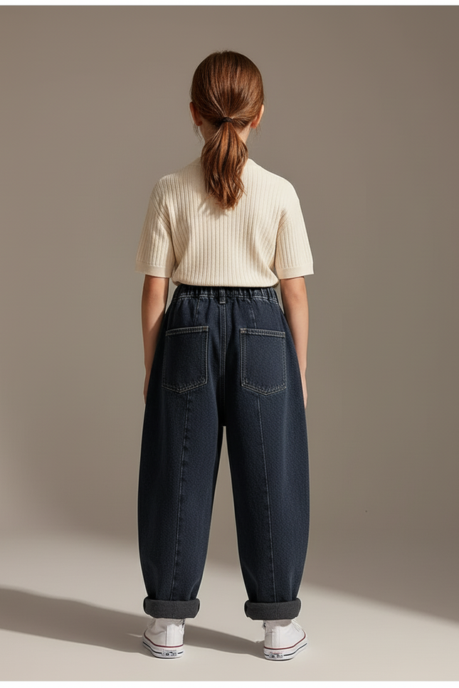 Pantalon Baggy Jean Bleu Marine Ample Enfant - vue 2