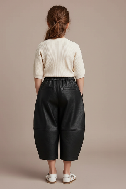 Pantalon Baggy Simili Cuir - Noir - vue 2