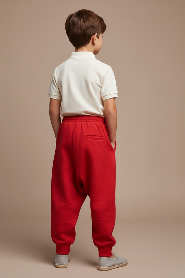 Pantalon Baggy Rouge Molleton Cordon Sport Enfant - vue 2