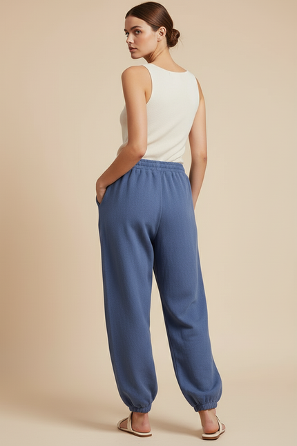 Pantalon Baggy Bleu Décontracté Molletonné Ample Confortable - vue 2