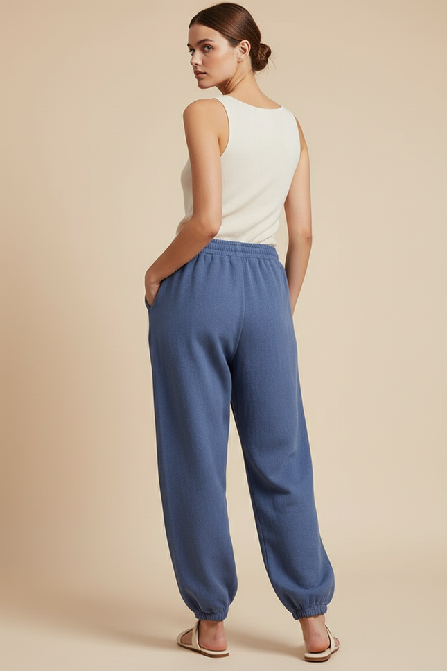 Pantalon Baggy Bleu Décontracté Molletonné Ample Confortable - vue 2