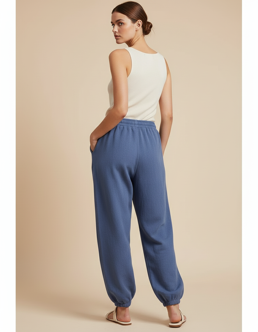 Pantalon Baggy Bleu Décontracté Molletonné Ample Confortable - vue 2