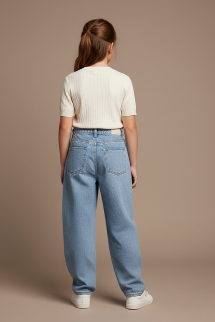 Pantalon Baggy Jean Clair Ample Imprimé Manga Unisexe Décontracté - Bleu - vue 2