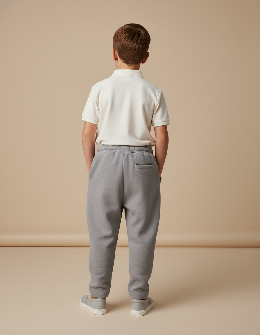 Pantalon Baggy Gris Molleton Brodé Décontracté Garçon - vue 2