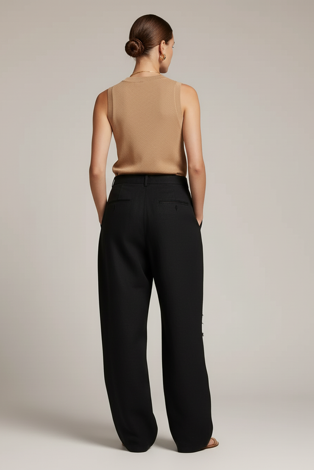 Pantalon Baggy Noir Ample Imprimé Gothique Déchiré Femme - Lin - vue 2