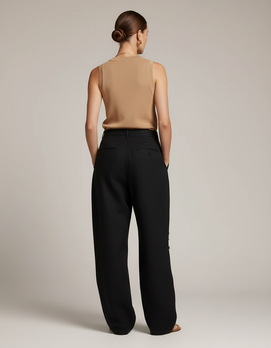 Pantalon Baggy Noir Ample Imprimé Gothique Déchiré Femme - Lin - vue 2