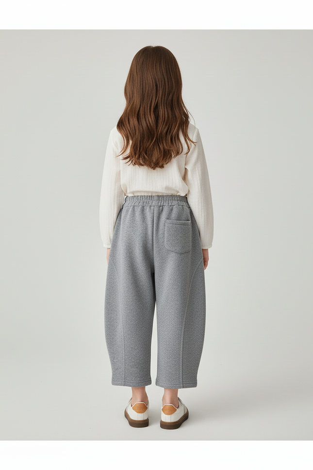 Pantalon Baggy Gris Ample Molletonné Chaud Enfant - vue 2