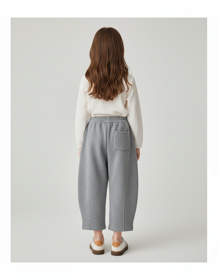 Pantalon Baggy Gris Ample Molletonné Chaud Enfant - vue 2